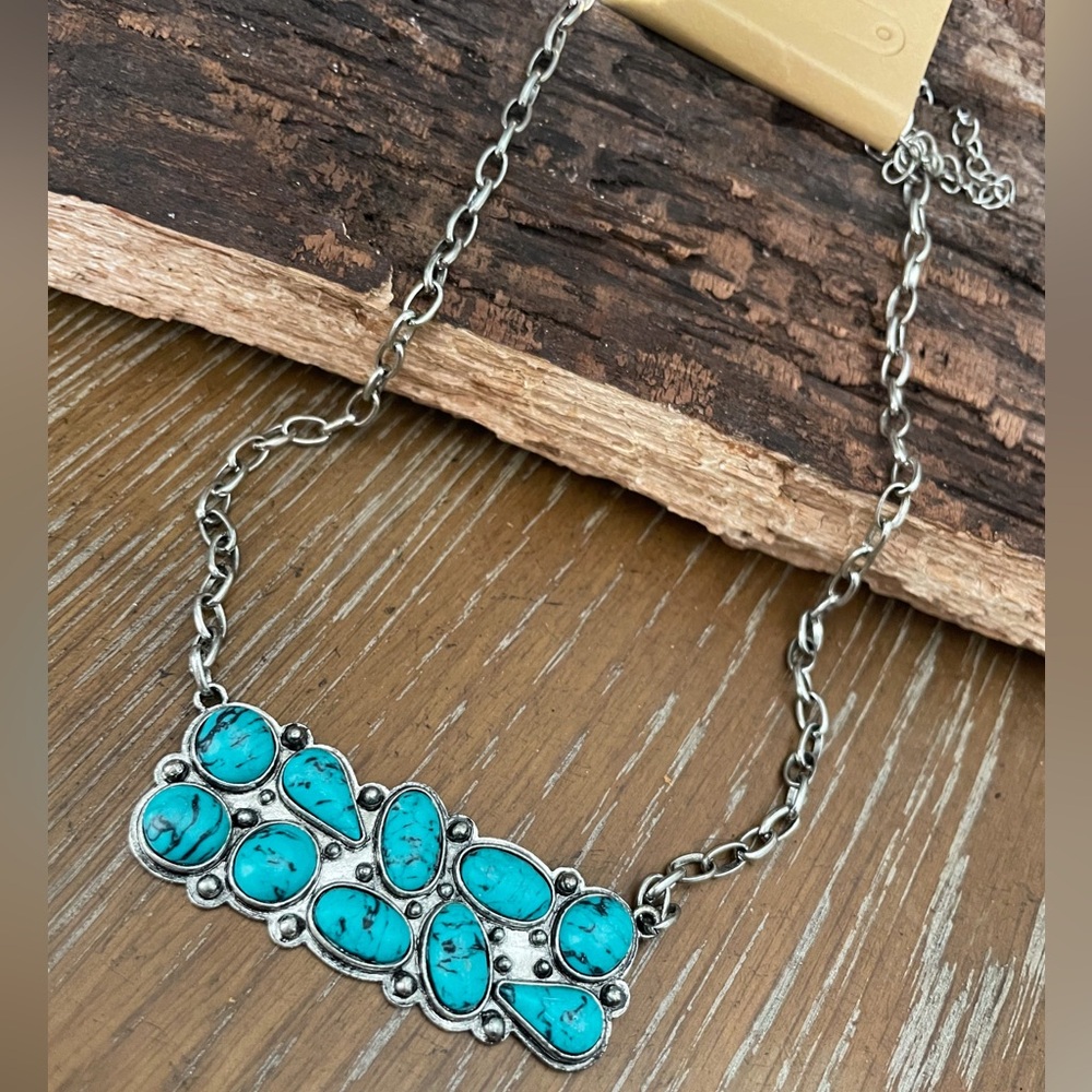 Western Turquoise Bar Necklace